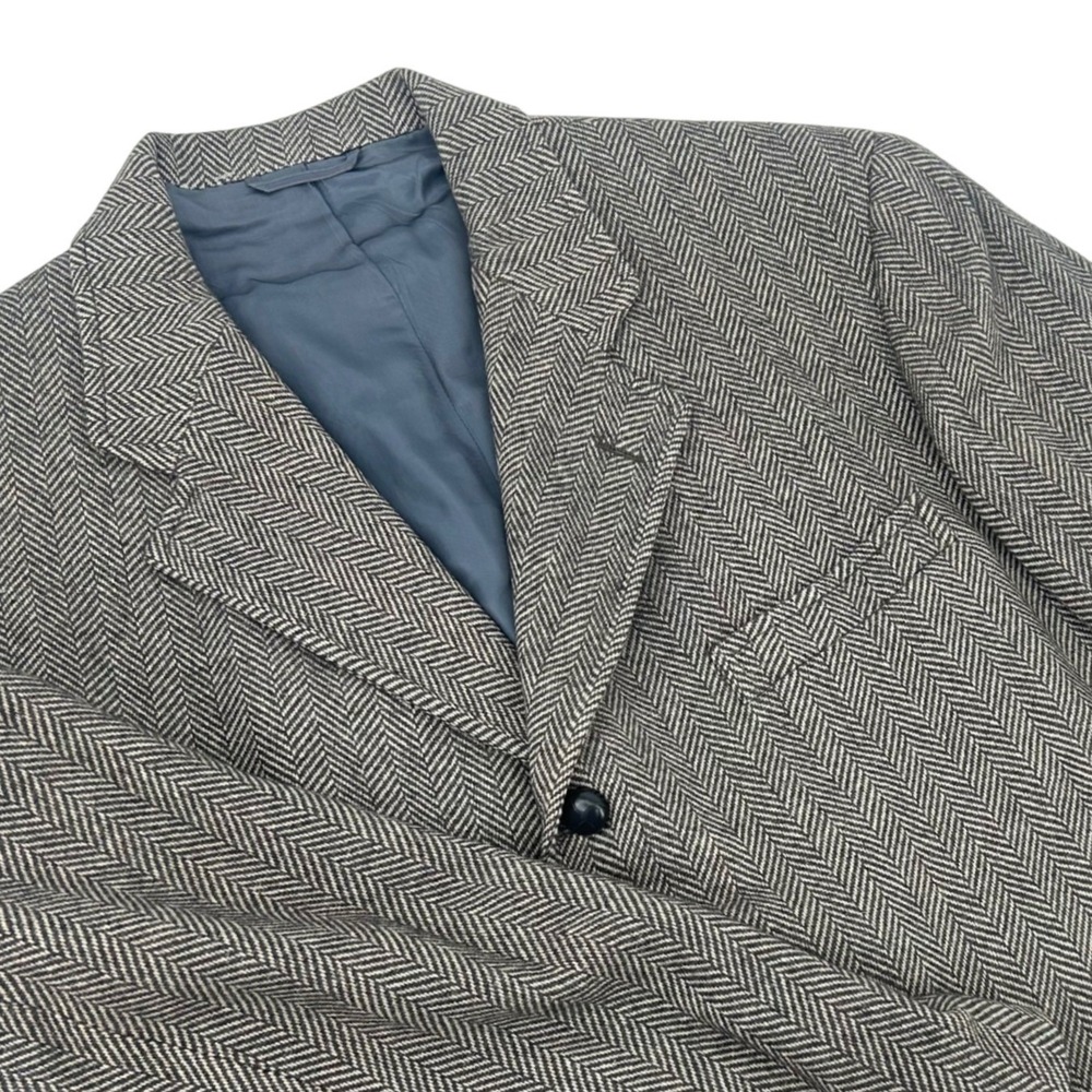 Southwick The Ascot Shop Vtg Mens Grey Tweed Herringbone Blazer 46XL Wool